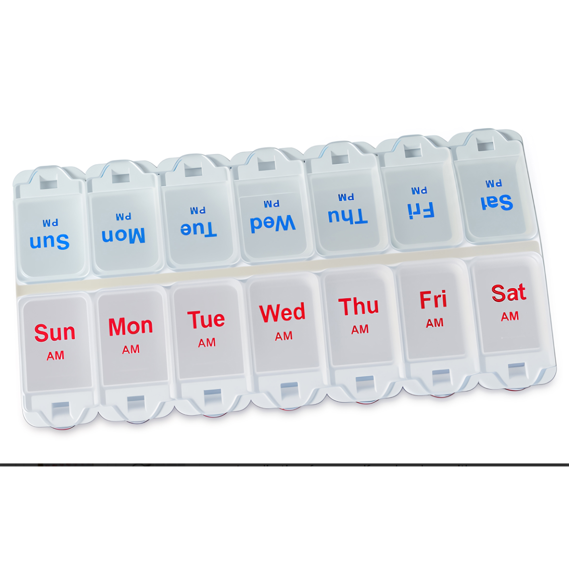 Deluxe AM/PM Weekday Pill Dispenser with Push Button Release