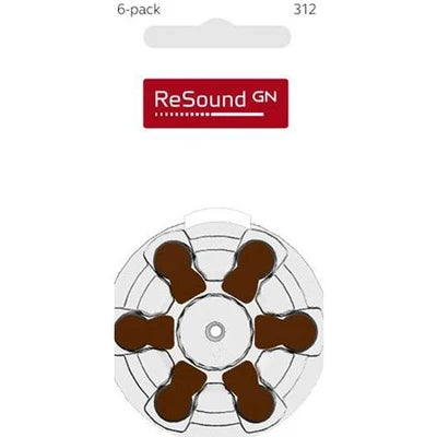 GN ReSound Hearing Aid Batteries Size 312 - 10 Pack (60 Cells)