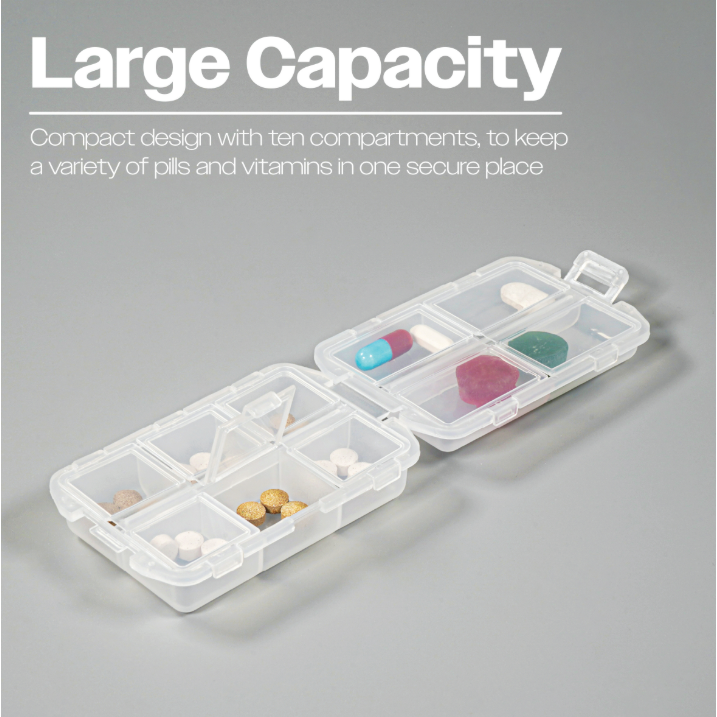 10 Compartment Travel Pill Box